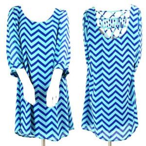 HeartSoul Chevron 3/4 Sleeve Chiffon Shift Dress